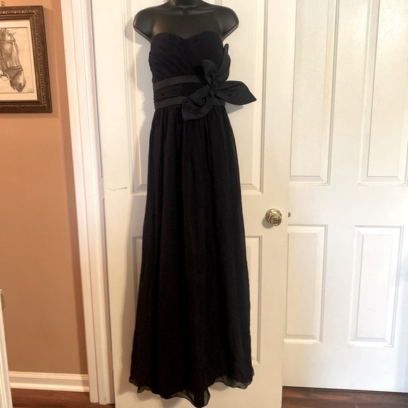 “MIKAEL AGHAL” Floral Bow Strapless Gown